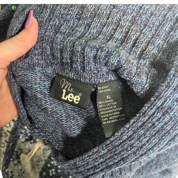 Vintage (Y2K) Lee Overside Winter Holiday Sweater XL Cotton-Blend Snowflake - Picture 5 of 5